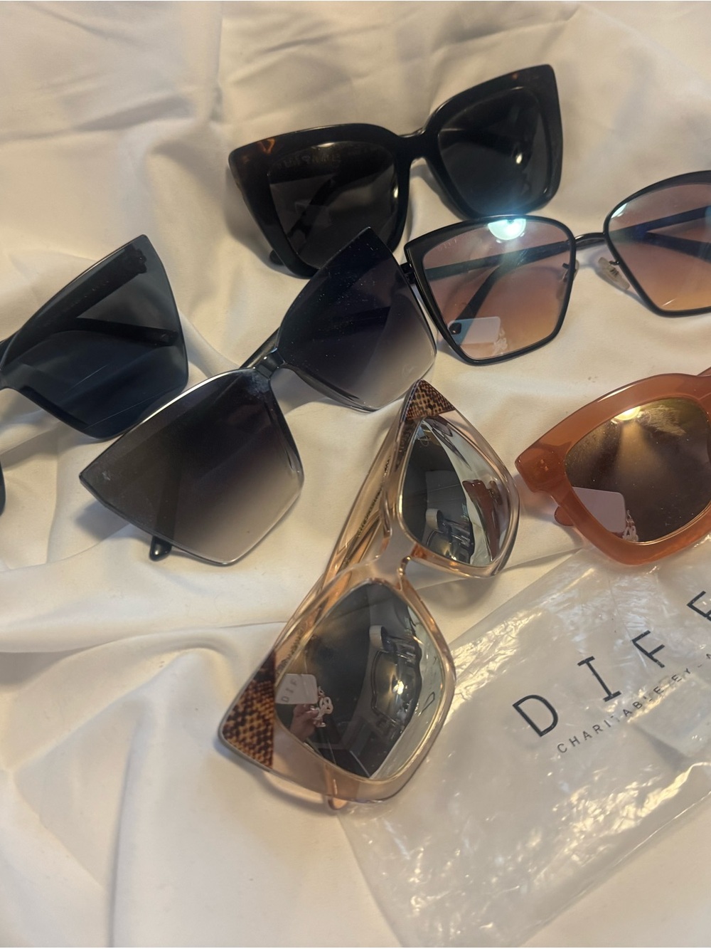 Diff Eyewear Women’s Square Sunglasses – Clear Brown Frame with Gradient Lenses